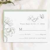 Sage Green Modern Classic Floral Wedding RSVP Kaartje