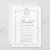 Sage Green Modern Classic Frame Bridal Shower  Kaart (Voorkant)