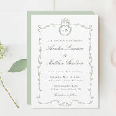 Sage Green Modern Classic French Frame Wedding  Kaart