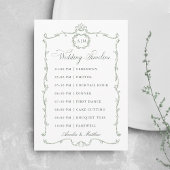 Sage Green Modern Classic French Wedding Timeline Programmakaart