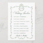 Sage Green Modern Classic French Wedding Timeline Programmakaart (Voorkant)