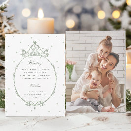 Sage Green Modern Classic Lijst Foto Feestdagenkaart