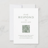 Sage Green Modern Classy Luxe QR-code Trouwen RSVP Kaartje (Voorkant)