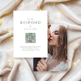 Sage Green Modern Classy Luxe QR-code Trouwen RSVP Kaartje