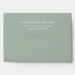 Sage Green Modern Custom Wedding 5.25x7.25 Envelop