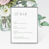 Sage Green Modern Elegant Huwelijk De Bar Menu