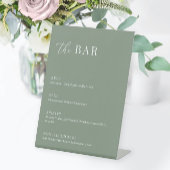 Sage Green Modern Elegant Huwelijk De Bar Menu Reclamebord Met Voetstuk