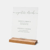 Sage Green Modern Elegant Huwelijk Handtekening Dr Acryl Bord (Hoek)