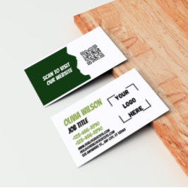 Sage Green Modern Elegant QR Business Card Visitekaartje