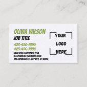 Sage Green Modern Elegant QR Business Card Visitekaartje (Voorkant)
