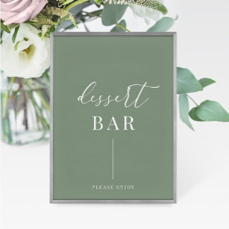 Sage Green Modern Elegant Trouwen Dessert Bar Sign