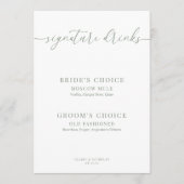 Sage Green Modern Elegant Trouwen Drinken Sign (Voorkant)
