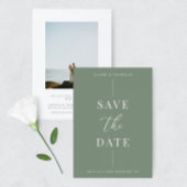 Sage Green Modern Elegant Trouwen vet tekst & foto Save The Date