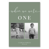 Sage Green Modern Elegant Trouwleeftijd Tafelnumme Kaart (Voorkant)