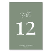 Sage Green Modern Elegant Trouwtafel Nummer Kaart (Voorkant)