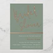 Sage Green Modern Elegant Vrijgezellenfeest Roos G Folie Uitnodiging (Voorkant)