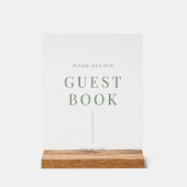 Sage Green Modern Elegant Wedding Guestbook Acryl Bord (Voorkant)