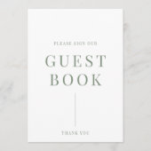 Sage Green Modern Elegant Wedding Guestbook Sign (Voorkant)
