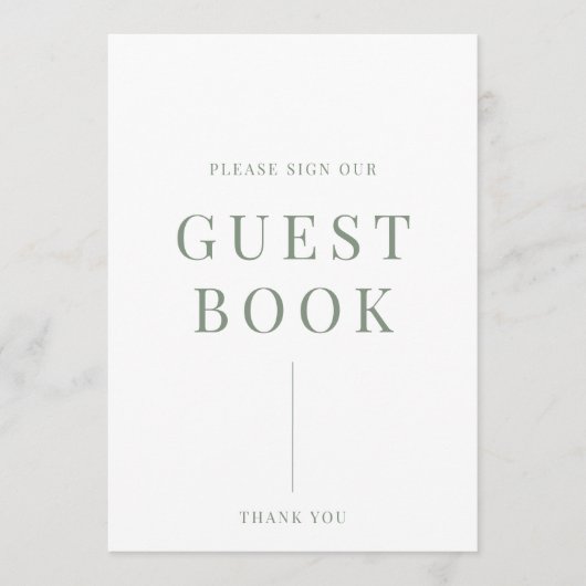 Sage Green Modern Elegant Wedding Guestbook Sign (Voorkant)