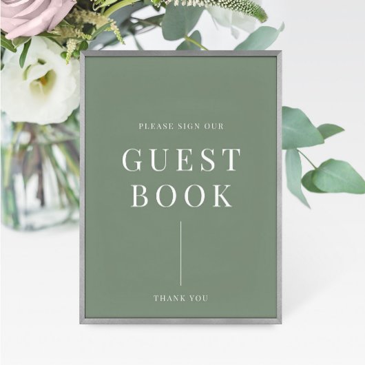 Sage Green Modern Elegant Wedding Guestbook Sign
