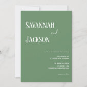 Sage Green Modern Elegant Wedding Invitation Kaart (Voorkant)