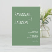 Sage Green Modern Elegant Wedding Invitation Kaart (Staand voorkant)