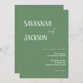 Sage Green Modern Elegant Wedding Invitation Kaart (Voorkant / Achterkant)