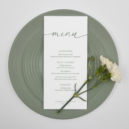 Sage Green Modern Elegant Wedding Receptie Menu