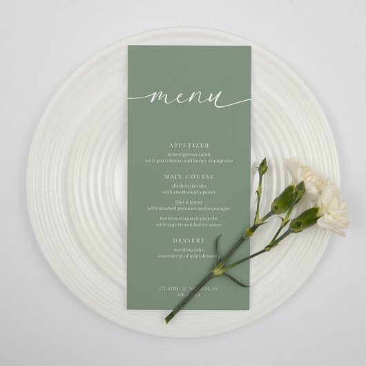 Sage Green Modern Elegant Wedding Receptie Menu