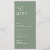 Sage Green Modern Elegant Wedding Receptie Menu (Voorkant)