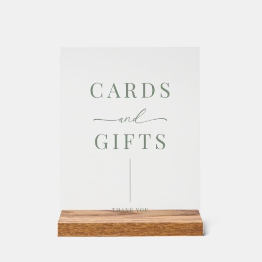 Sage Green Modern Elegante Trouwen Kaarten & Gesch Acryl Bord (Voorkant)