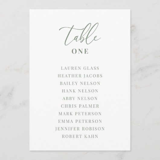 Sage Green Modern Elegante Trouwtafel Zitplaats Ka (Voorkant)