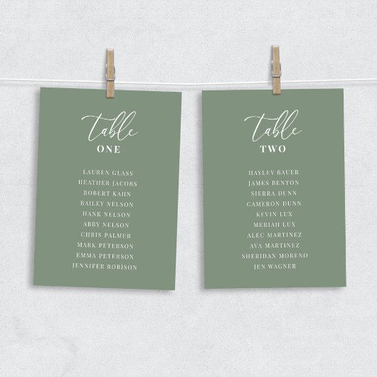 Sage Green Modern Elegante Trouwtafel Zitplaats Ka