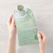 Sage Green Modern Eucalyptus Dinner All In One Uitnodiging (Afscheurbaar)