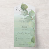 Sage Green Modern Eucalyptus Dinner All In One Uitnodiging (Binnen)