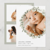 Sage Green Modern Eucalyptus Greenery Boho Foto  Kaart (Voorkant / Achterkant)