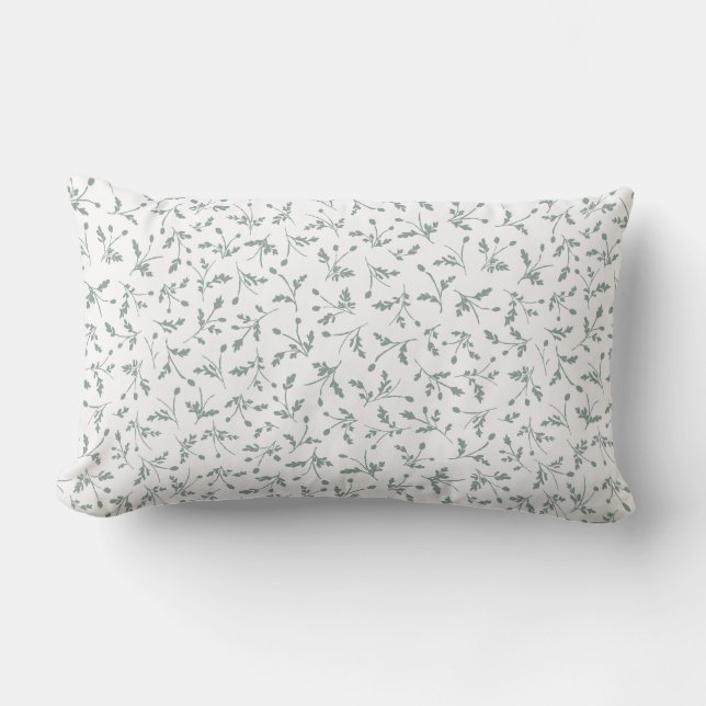 Sage Green Modern Farmhouse Daisy Buds Pattern Kussen (Voorkant)