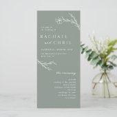 Sage Green Modern Floral Botanisch Huwelijksprogra (Staand voorkant)