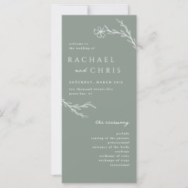 Sage Green Modern Floral Botanisch Huwelijksprogra