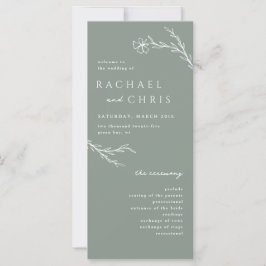 Sage Green Modern Floral Botanisch Huwelijksprogra
