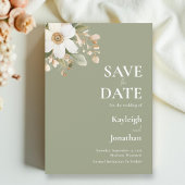 Sage Green Modern Floral Waterverf bruiloft Save The Date