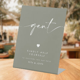 Sage Green Modern Gents Badkamer Trouwbord Reclamebord Met Voetstuk