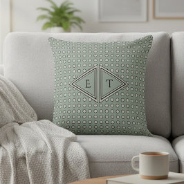 Sage Green Modern Geometric Monogram Kussen