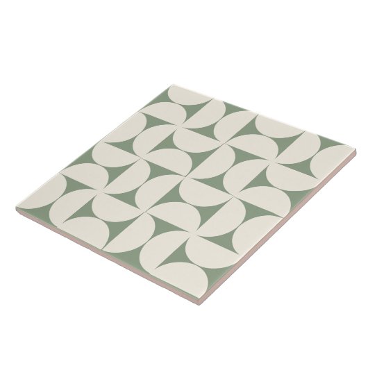 Sage Green Modern Geometrische Semi cirkels Tegel Tegeltje (Zijkant)