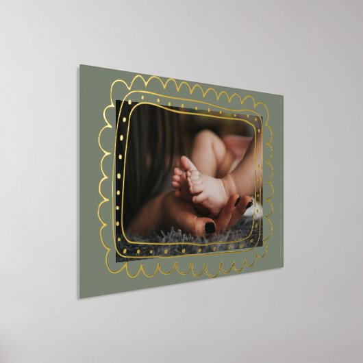 Sage GREEN Modern GOLD Doodle lijst Foto Folie Afdrukken (Laagn)