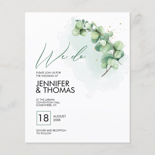 Sage green modern greenery Wedding We doen simpel (Voorkant)