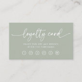 Sage Green | Modern handgeschreven script Klantenkaartje (Voorkant)