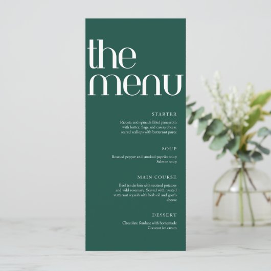 Sage Green Modern Handwriting Wedding Dinner  Menu (Staand voorkant)