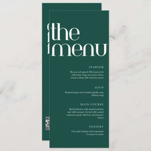 Sage Green Modern Handwriting Wedding Dinner  Menu (Voorkant / Achterkant)