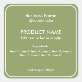 Sage Green Modern Ingredients Product Label
